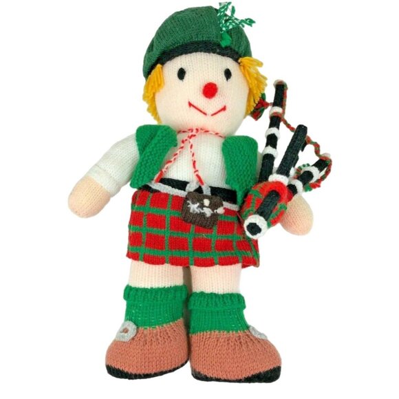 Scottish Piper Doll Bagpipes Hand Knitted Handmade Scotland Kilt Vest 16